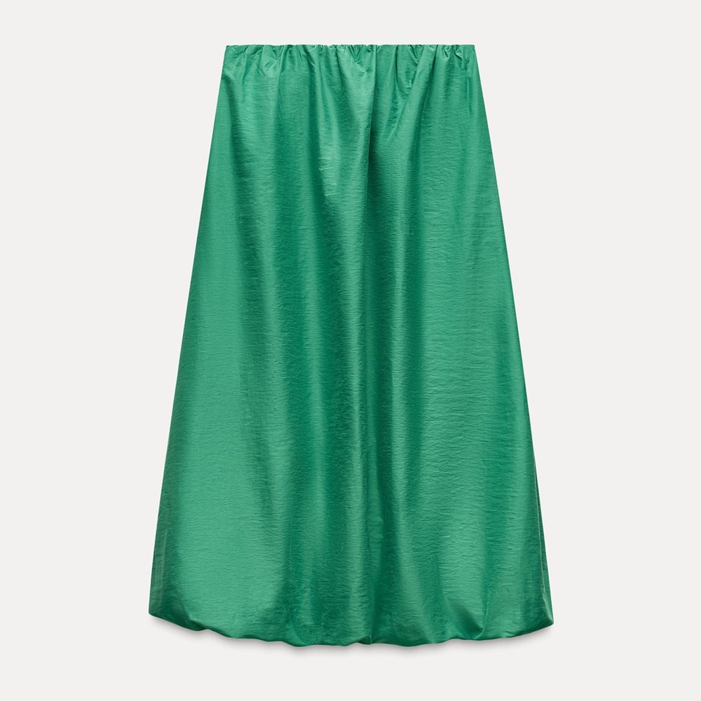 ZARA GREEN BUBBLE MIDI SKIRT SIZE SMALL SOLD OUT